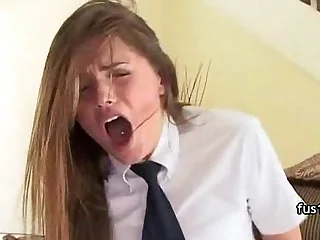 beautiful teen girl with awesome ass in school uniform